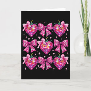 Retro Groovy Rosa Kokette Schleife Erdbeere Valent Karte