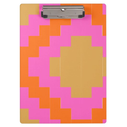 Retro Groovy Rosa Orange Geometrisch Klemmbrett (Vorderseite)