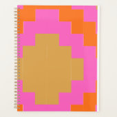 Retro Groovy Rosa Orange Geometrisches Schulheft Planer (Vorderseite)