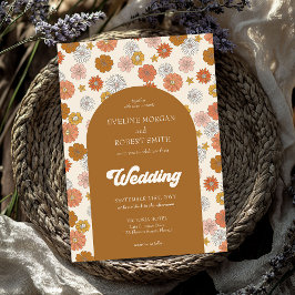 Retro Groovy rosa, rosafarbener, orangefarbener El Einladung