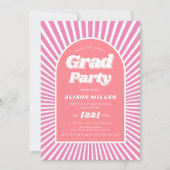 Retro Groovy rosa Sonnenstrahlen 70er inspiriert A Einladung (Vorderseite)