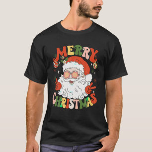 Retro Groovy Santa Claus Frohe Weihnachten 2023 Mä T-Shirt
