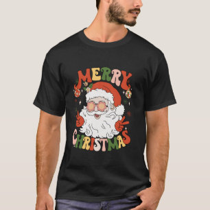 Retro Groovy Santa Claus Frohe Weihnachten 2023 Mä T-Shirt
