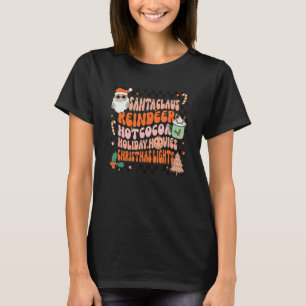 Retro Groovy Santa Claus Reindeer Weihnachten Nied T-Shirt