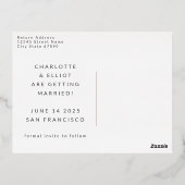 Retro Groovy Save the Date Orange Gold Folie Einladungspostkarte (Rückseite)