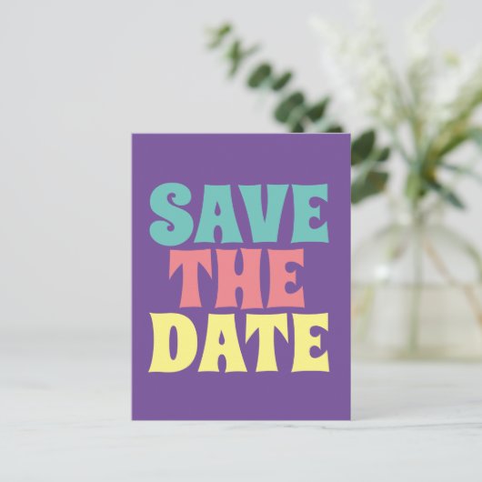 RETRO GROOVY - SAVE THE DATE Postkarten der 1960er (Stehend Vorderseite)