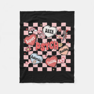 Retro Groovy School Psychologin Valentine's Day H Fleecedecke