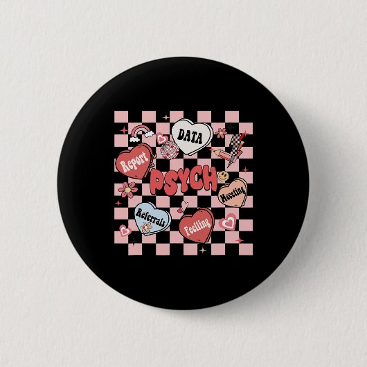 Retro Groovy Schulpsychologe Valentinstag H Button (Vorderseite)