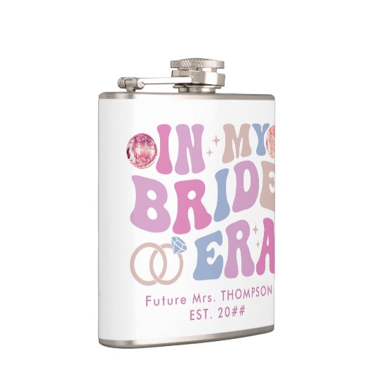 Retro Groovy Script Bridge Name in meiner Bride Flachmann (Rechts)