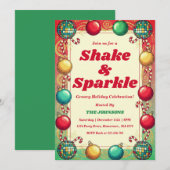 Retro Groovy Shake & Sparkle Holiday Party Einladung (Vorne/Hinten)
