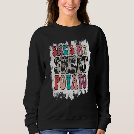 Retro Groovy Shes My Sweet Potato Cheetah Leopard  Sweatshirt (Vorderseite)