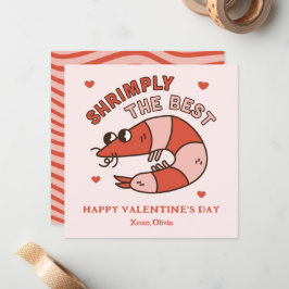 Retro Groovy Shrimply The Best kids Valentine's Mitteilungskarte
