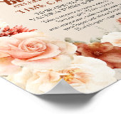 Retro Groovy Skript Terracotta Blume Zeitkapsel Poster (Ecke)