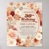 Retro Groovy Skript Terracotta Blume Zeitkapsel Poster (Vorne)