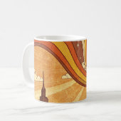 Retro Groovy Skyline Weihnachtskarte Kaffeetasse (Vorderseite Links)