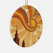 Retro Groovy Skyline Weihnachtskarte Keramik Ornament (Rechts)