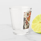 Retro Groovy Smiley Sun Daisy Psychedelic Pattern Schnapsglas (Links)