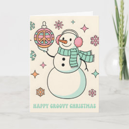 Retro Groovy Snowman Merry Christmas Feiertagskarte