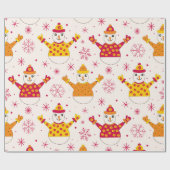 Retro Groovy Snowmen Pattern Weihnachten Geschenkpapier (Flach)