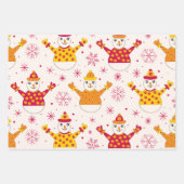 Retro Groovy Snowmen Pattern Weihnachten Geschenkpapier Set (Vorderseite 3)