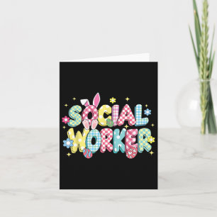 Retro Groovy Social Worker Bunny Ear Funny Oster Karte