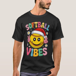 Retro Groovy Softball Vibes Spieltagsball Tragen T-Shirt