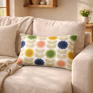 Retro Groovy Sommer Blumen Stiele Dekokissen