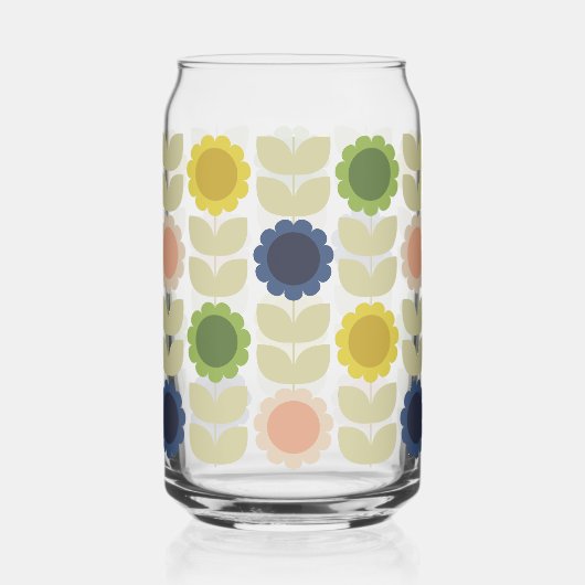 Retro Groovy Sommerblumen Stiele Dosenglas (Vorderseite)