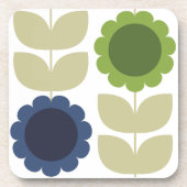 Retro Groovy Sommerblumen Stiele Getränkeuntersetzer (Vorderseite)