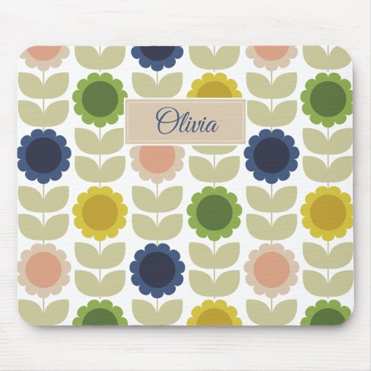 Retro Groovy Sommerblumen Stiele Mousepad (Vorne)