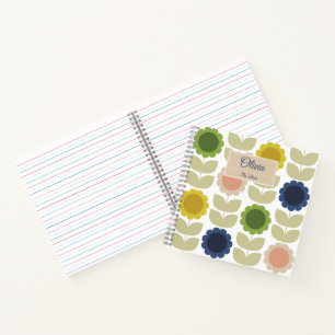 Retro Groovy Sommerblumen Stiele Notizblock