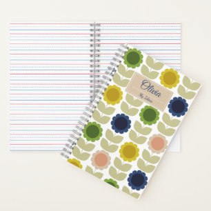 Retro Groovy Sommerblumen Stiele Notizblock
