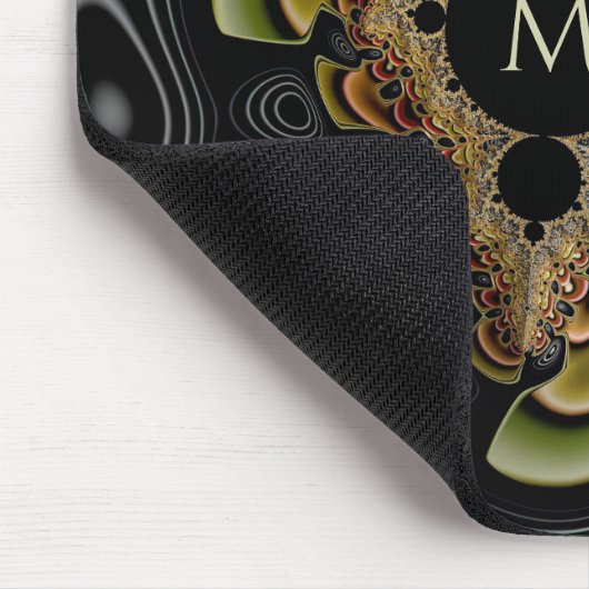 Retro Groovy Sonnenblumen Fraktal Abstrakt Monogra Mousepad (Ecke)