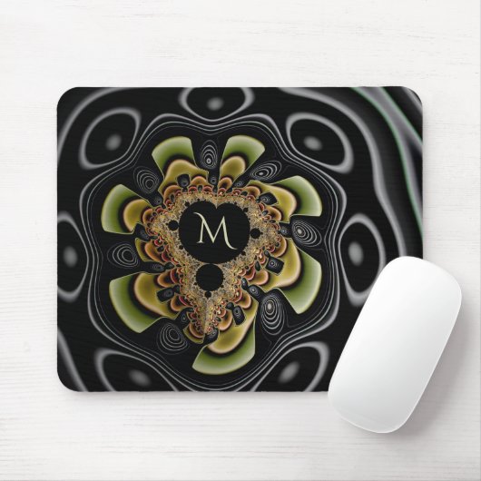 Retro Groovy Sonnenblumen Fraktal Abstrakt Monogra Mousepad (Mit Mouse)