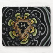 Retro Groovy Sonnenblumen Fraktal Abstrakt Monogra Mousepad (Vorne)