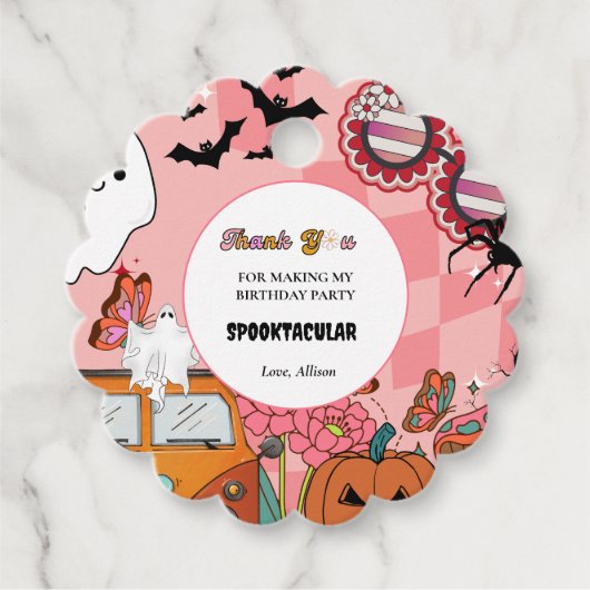 Retro Groovy Spooky Halloween Geburtstag vielen Da Geschenkanhänger (Vorderseite)