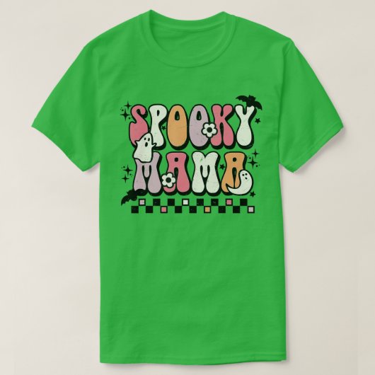 Retro Groovy Spooky Mama Fall Halloween Thanksgivi T-Shirt (Design vorne)