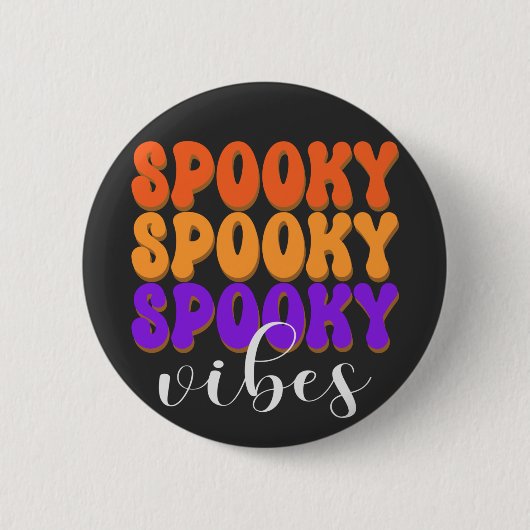 Retro Groovy Spooky Vibes Halloween Button (Vorderseite)