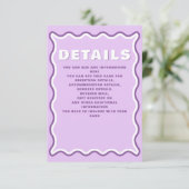 Retro Groovy Squiggle Wavy Curve Lila Hochzeit Begleitkarte (Stehend Vorderseite)