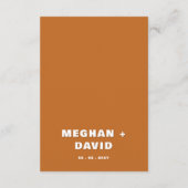 Retro Groovy Squiggle Wavy Terracotta Wedding Begleitkarte (Rückseite)