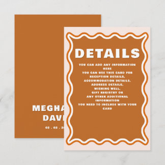 Retro Groovy Squiggle Wavy Terracotta Wedding Begleitkarte