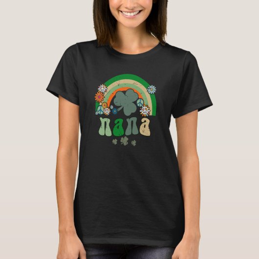 Retro Groovy St Patrick Rainbow Nana Cute Family M T-Shirt (Vorderseite)