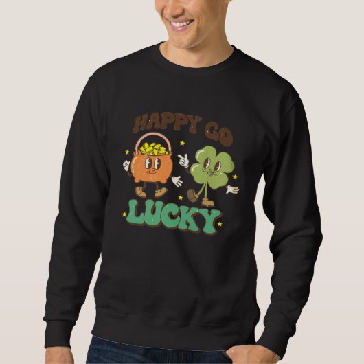 Retro Groovy St. Patrick's Day Glücksbringer Sweatshirt (Vorderseite)
