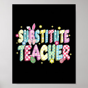 Retro Groovy Stellvertretender Lehrer Bunny Ohr Os Poster