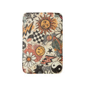 Retro Groovy Sticker Collage Pattern Smiley Face Badematte (Vorderseite Vertikal)