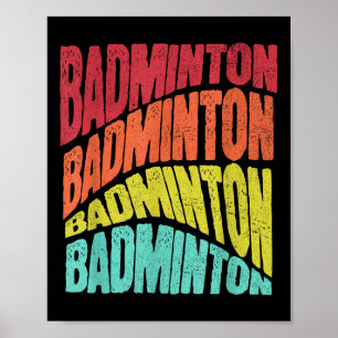 Retro Groovy Stimmung Badminton Sportteam  Poster