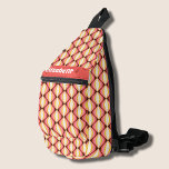Retro Groovy Streifen Muster Crossbody Bag<br><div class="desc">Diese stilvolle Sling-Tasche zeichnet sich durch ein rundum funky Retro-Wavy Stripe Muster in rauschigen Farben und Ihren Namen auf der Vorderseite aus. Drei mit Reißverschluss ausgestattete Fächer können Ihre Schlüssel, Brieftasche, Telefon, Kamera und vieles mehr einfach aufbewahren. Tragen Sie ihn als Kreuz oder über einer Schulter und befestigen Sie den...</div>
