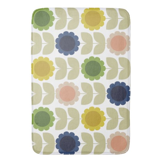 Retro Groovy Summer Flowers Stems Badematte (Vorderseite Vertikal)