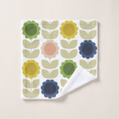 Retro Groovy Summer Flowers Stems Badhandtuch Set (Waschlappen)