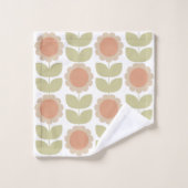 Retro Groovy Summer Flowers Stems Badhandtuch Set (Waschlappen)